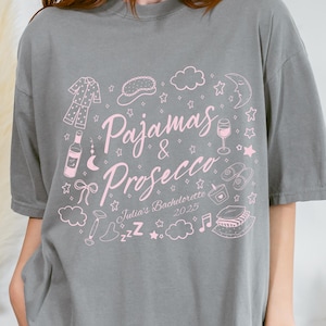 Pajamas & Prosecco Bachelorette Shirts: Custom Spa Party Tee