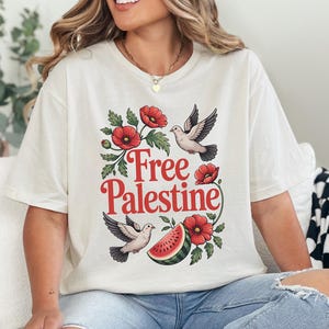 Palästina-Solidarität Blumen-Shirt, Wassermelonen-Freiheit-Shirt, Unterstützungs-Shirt, Save Gaza Shirt, Stand mit Palästina, freies Palästina-Shirt
