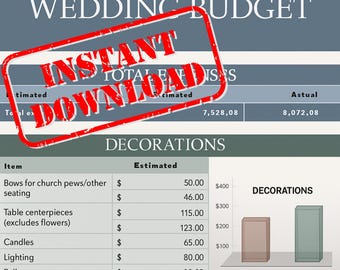 Wedding Budget Spreadsheet | Google Sheets & Excel Template | Digital Wedding Planner, Editable Budget Tracker