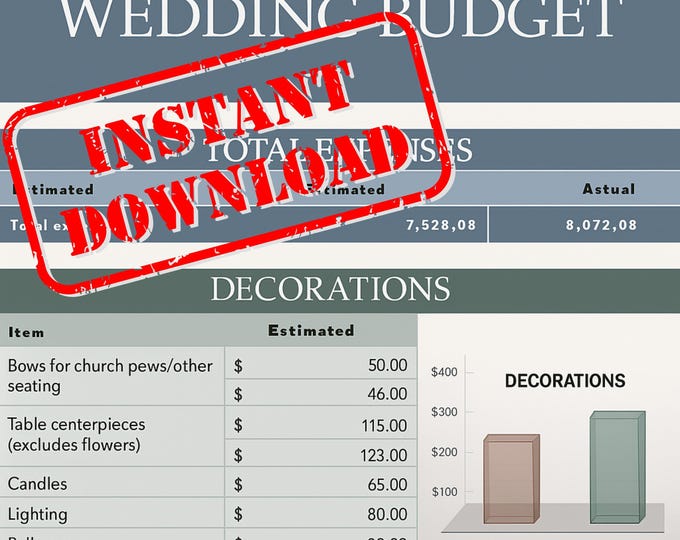 Wedding Budget Spreadsheet | Google Sheets & Excel Template | Digital Wedding Planner, Editable Budget Tracker