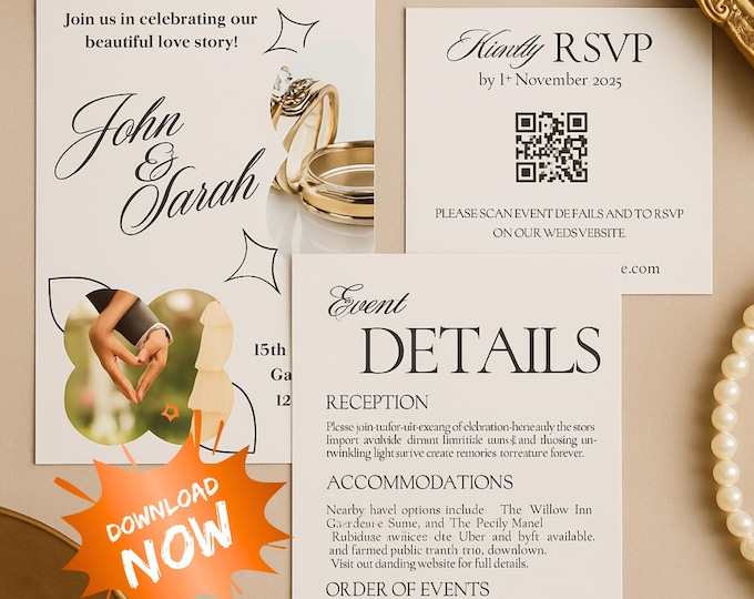 RSVP Invitation Wedding Website | Editable Canva Digital Save the Date & Online RSVP Design for Wedding Planning | Instant Download