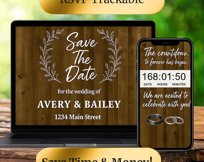 Wedding Invitation with RSVP Wedding Website Canva Template | Online RSVP Save the Date | Editable Google Forms Template Digital Download
