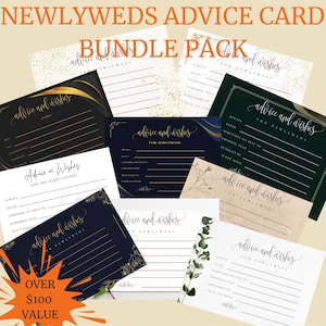 Newlyweds Advice Cards Bundle Pack Wedding Guestbook Alternative for Wedding Bridal Shower Heartfelt Marriage Tips and Humor