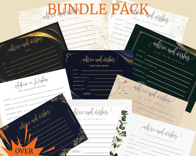 Newlyweds Advice Cards Bundle Pack | Wedding Guestbook Alternative for Wedding or Bridal Shower, Heartfelt Marriage Tips and Humor