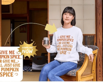 Pumpkin Spice Latte Digital Download, Coffee Accessories, Halloween 2025, Fall Quote PNG, Autumn Sublimation Design for Mugs & Shirts
