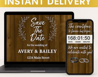 Wedding Invitation with RSVP Wedding Website Canva Template | Online RSVP Save the Date | Editable Google Forms Template Digital Download