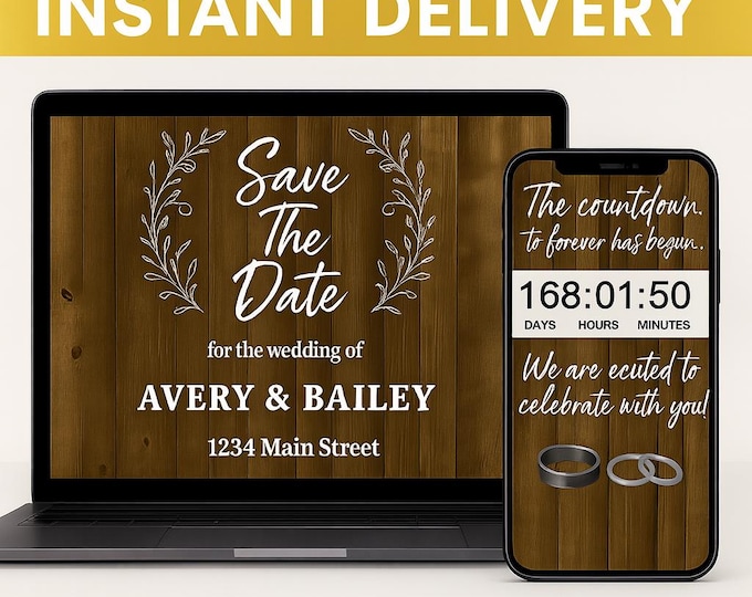 Wedding Invitation with RSVP Wedding Website Canva Template | Online RSVP Save the Date | Editable Google Forms Template Digital Download