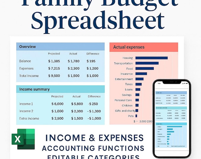 Digital Budget Planner Spreadsheet Budget Spreadsheet Planner Weekly Budget Tracker Digital Budget Planner Excel Template Financial Planner