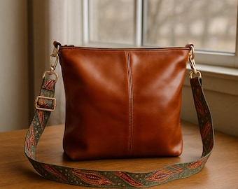 Vegan Leather Sling/Crossbody Bag with Adjustable Strap