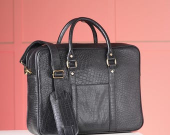 Genuine Leather Laptop Bag for Men 15.6 inch Office Briefcase