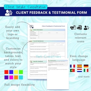 Client Feedback & Testimonial Form | Digital Download | Editable PDF for Client Reviews | Instant Access