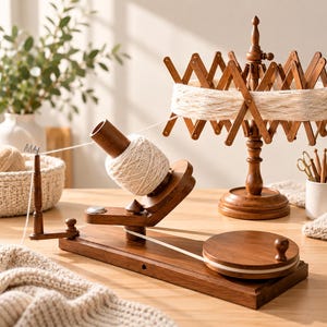 Wooden Yarn Winder & Swift Set, Handmade Rosewood Yarn Ball Winder, Yarn Skein Winder, Knitting Gift