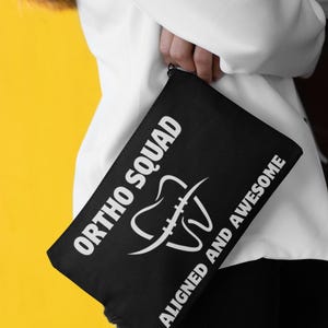 Ortho Squad Dental Pouch | Aligned and Awesome Bag | Orthodontist Gift | Braces Retainer Case | Dental Office Staff Gift