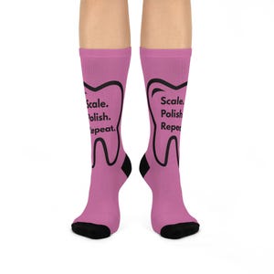 Dental Themed Cushioned Crew Socks - Perfect Gift for Dentists, Hygiene Students, Dental Workers, Fun Socks, Everyday Wear