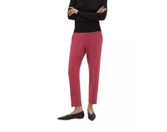 Theory Treeca Pull On Admiral Crepe Pants Pink Berry Slim Tapered Ankle 4 Office