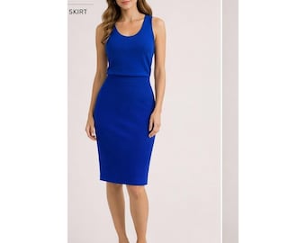 Conjunto de top de tirantes y falda de punto Santana azul marino de St John Collection, talla M (12 unidades).