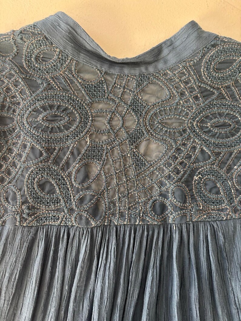 Free People Canyon Rose V-Neck Peasant Blouse Blue Small Flowy Soft girl image 7