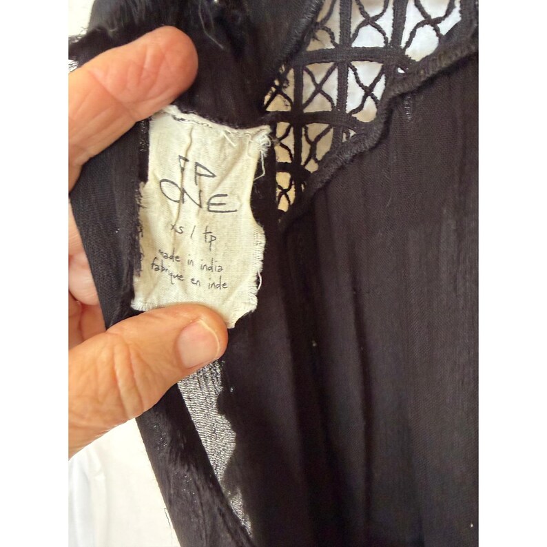 Free People FP One Svart Virkad Spets Miniklänning Ärmlös Boho XS Whimsygoth bild 8
