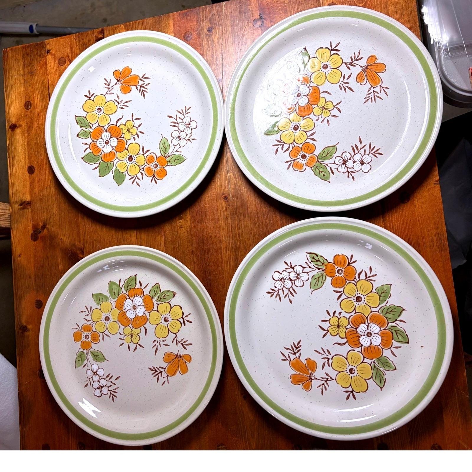 Country Casual Spring Garden Dinner Plates Set of 4 Hand Painted ...