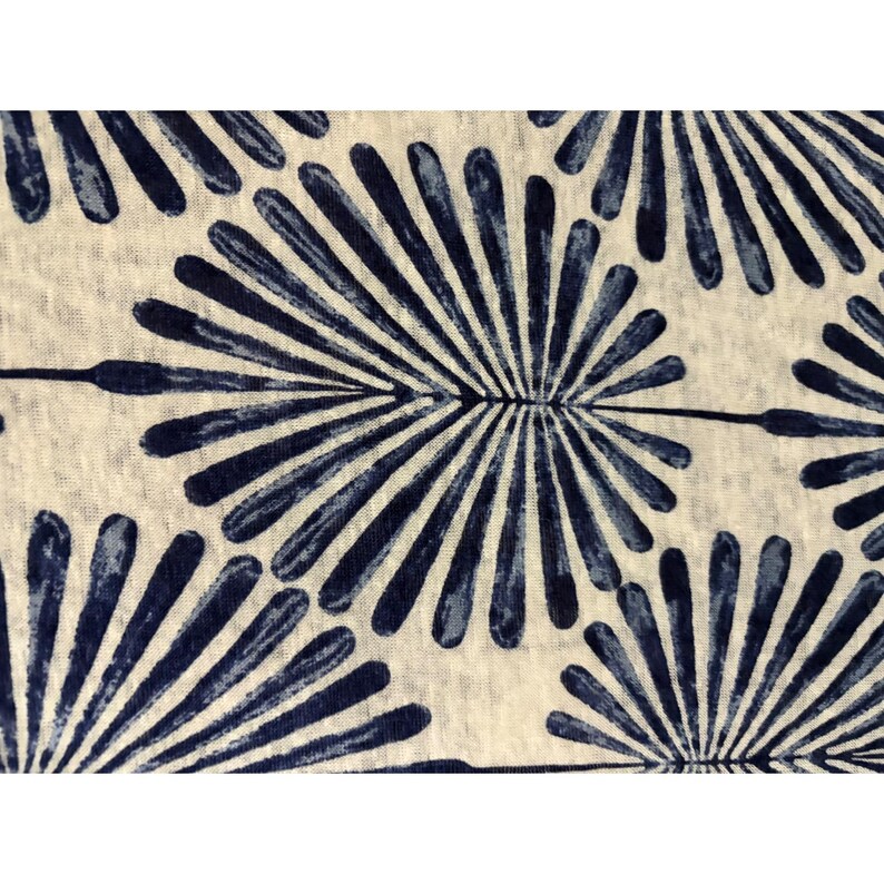 Joie Womens Large Navy Blue White Palm Leaf Print 100% Linen Side Button Top image 3