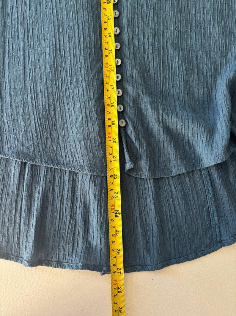 Free People Canyon Rose V-Neck Peasant Blouse Blue Small Flowy Soft girl image 11