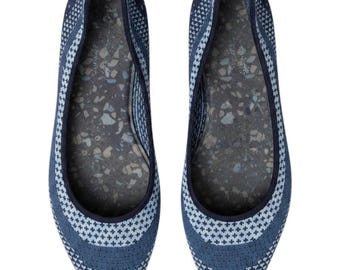 Skechers Cleo Bewitch Blue Knit Pointed Toe Ballet Flats Women 9 office casual