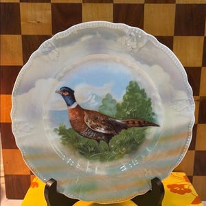Antique Pheasant Lusterware Decorative 7 inch Cabinet Plate Germany