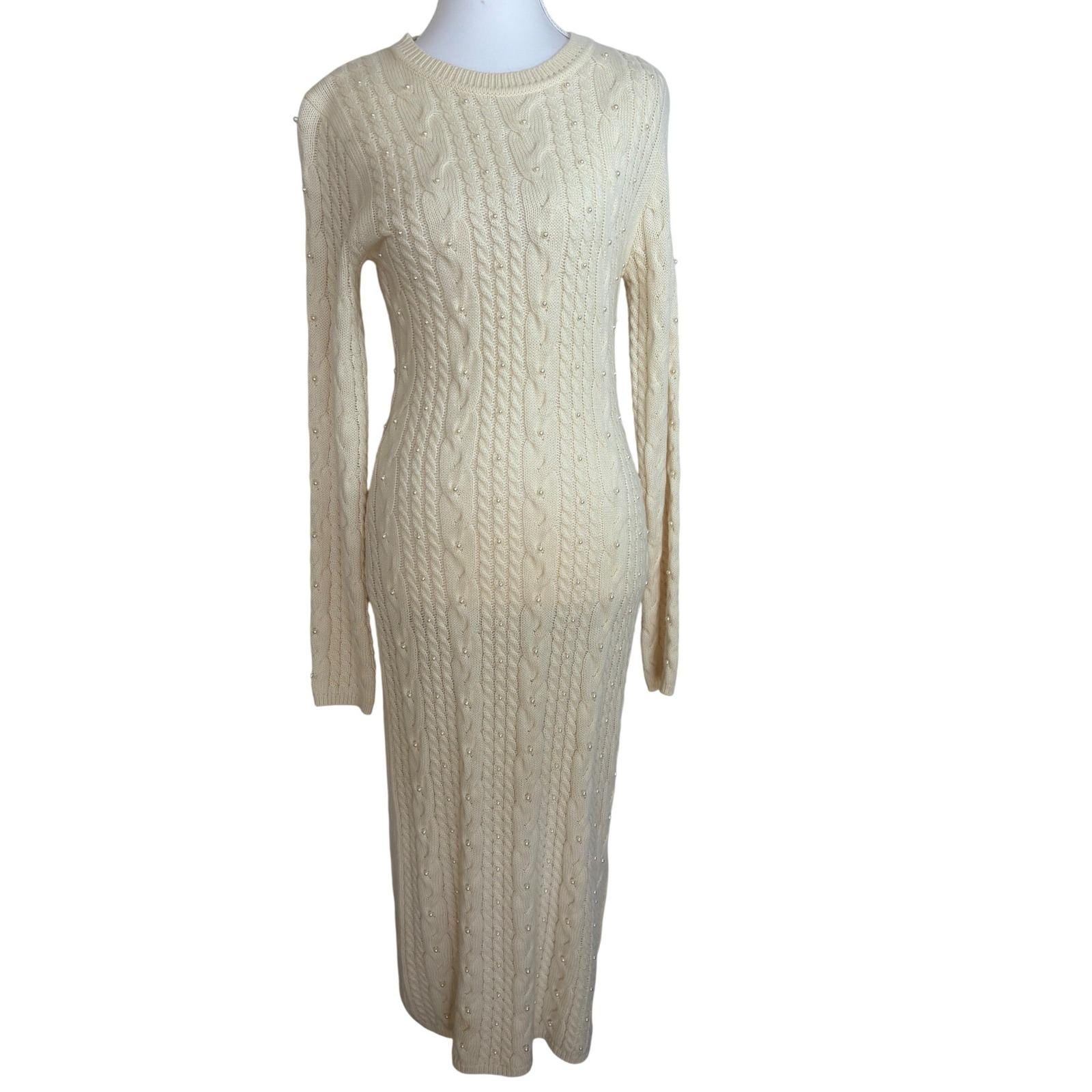 sachin and babi light blue dress Cozy Sweater Dress - Cable Knit Sweater Dress - White Knit Dress main image 1