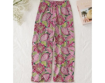 VERA BRADLEY Retired Lounging Pants Sm Pink Green Light Cotton Comfortabel katoen