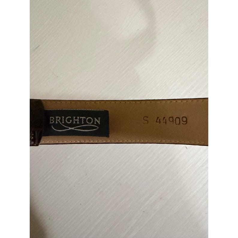 Brighton Womens Dark Brown Croc Embossed Leather Western Belt Silver Buckle S image 4