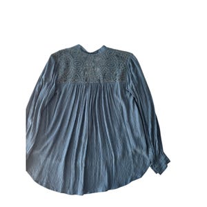 Free People Canyon Rose V-Neck Peasant Blouse Blue Small Flowy Soft girl image 6