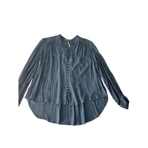 Free People Canyon Rose V-Neck Peasant Blouse Blue Small Flowy Soft girl image 2