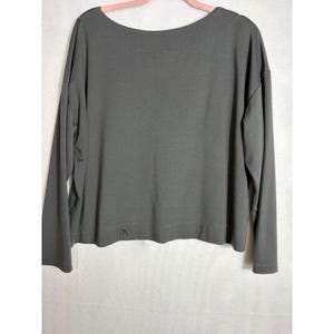 Bryn Walker Womens Small Dark Olive Grey Boxy Boat Neck Top soft elevated basic