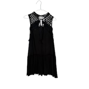 Free People FP One Svart Virkad Spets Miniklänning Ärmlös Boho XS Whimsygoth bild 1
