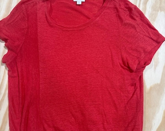 J JIl love Linen Large Petite Orange Red side tie linen staple quiet luxury