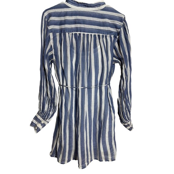 blue white striped dress banana republic Tie Waist Mini Shirt Small Long Sleeve 46 Regular body length LCSUM25 Blue Sweater Dresses | Color:Teal blue