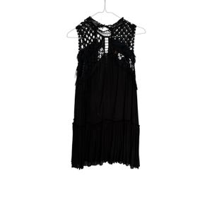 Free People FP One Svart Virkad Spets Miniklänning Ärmlös Boho XS Whimsygoth bild 2