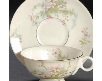 Vintage Theodore Haviland New York Tea Cup And Saucer "Apple Blossom" USA