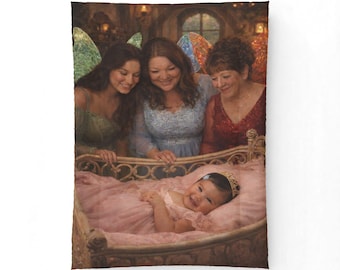Personalisierte Baumwolle Tröster, individuelle Baby Foto Decke, Fee Prinzessin Kinderzimmer Bettwäsche, Baby Mädchen Geschenk, weicher Zwillings Tröster