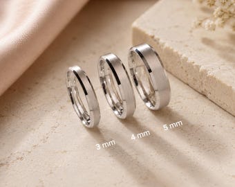 14K Gold Vermeil Sterling Silver Brushed Wedding Band | Minimalist Promise Ring