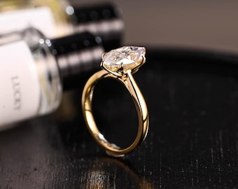 Marquise Cut Moissanite Solitaire Engagement Ring | Sterling Silver or Gold Promise Ring