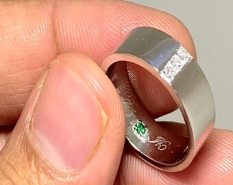 925 Sterling Silver Princess Cut Moissanite Band Ring | Minimalist Wedding Promise Ring