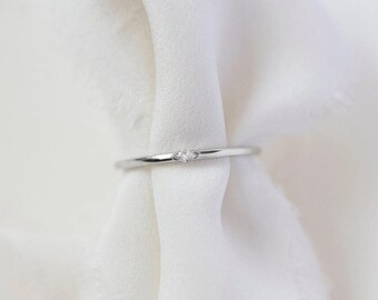 Marquise Moissanite Engagement Ring, Minimalist Solitaire Stacking Ring, Sterling Silver Gold