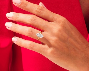 Marquise Cut 2.00CT Lab Grown Diamond Engagement Ring - Minimal Solitaire