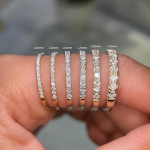 Jonc éternité en argent sterling Moissanite | Bague empilable ronde