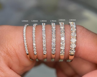 Anillo de eternidad de moissanita de plata esterlina / Anillo apilable de corte redondo