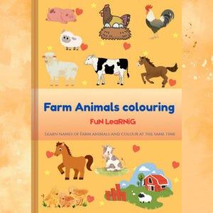 Libro para colorear de animales de granja imprimible para todas las edades: 12 lindas páginas para colorear - Descarga instantánea en PDF