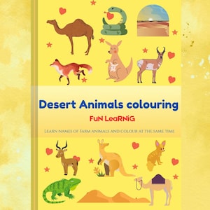 Desert Animals Coloring Book for Kids & Adults – Printable PDF | Educational Wildlife Activity | Camel, Lizard, Fox, Snake Colouring