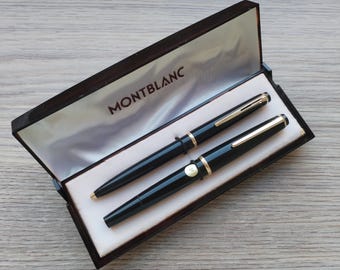 Bolígrafo Montblanc 38 y pluma estilográfica Montblanc 32 de los años 60, extremadamente raros. Plumín EF de oro 14C-585 expuesto. En caja. Fabricados en Alemania.