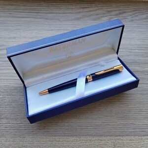 Vintage RARE 1990&#39;s Waterman L&#39;etalon Indigo - Blue Lacquer Ballpoint Pen - BOXED - Perfect Gift - Made in France